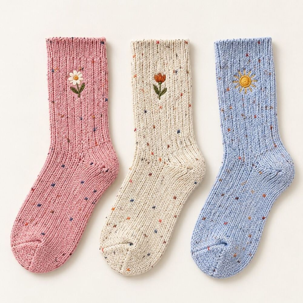 Free People Halcyon Heritage Crew Socks 3 Pack Speckled Merino Wool NWT One Size